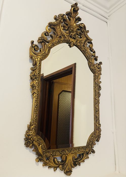 Espelho decorativo madeira dourada