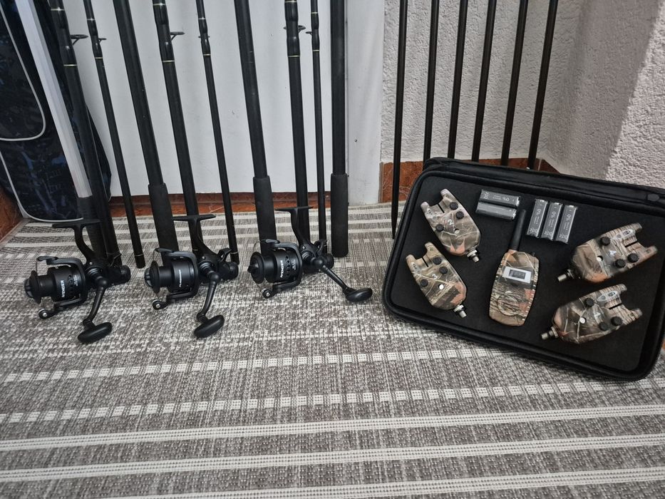 Карповий набір удилища, катушки бейтранер, сигналізатори, рогачі, садо
