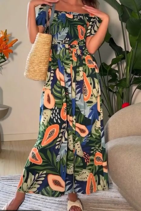 Sukienka sugarfree xl 42 xxl 44 krótki rękaw letnia maxi viscose