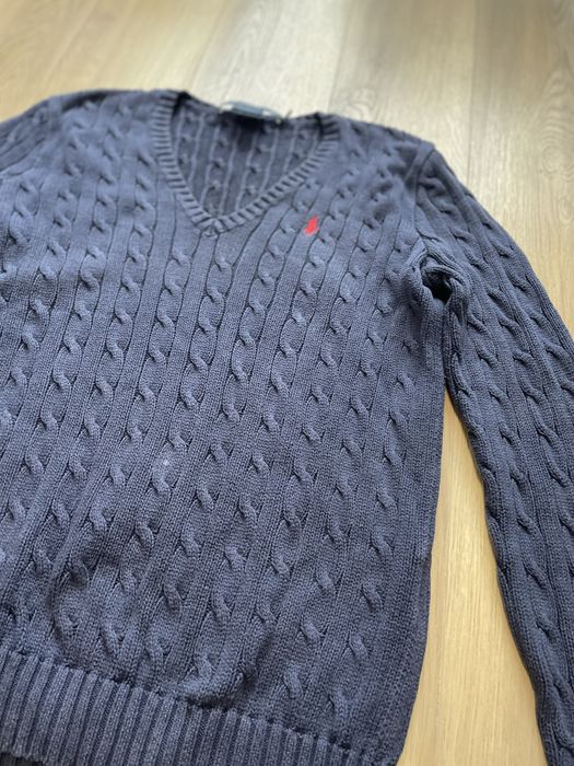 Damski sweter warkocz Ralph Lauren Sport granatowy navy