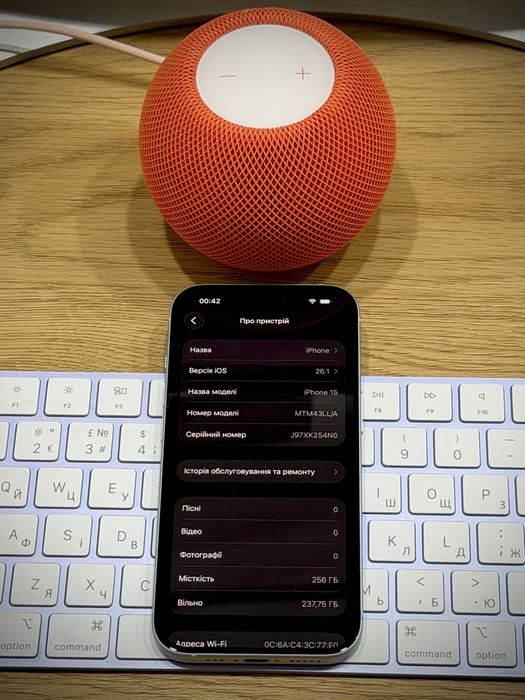 iPhone 15 256GB Blue Без блокувань (АКБ 100%, No Face ID)