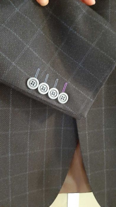 Пиджак полу шерстяной (темно синий  - в клетку) ,52 р