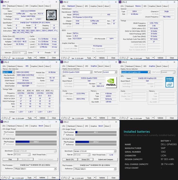 Dell Precision 5530 - i9-8950HK 16GB RAM 512GB SSD 4K P2000 Windows 11