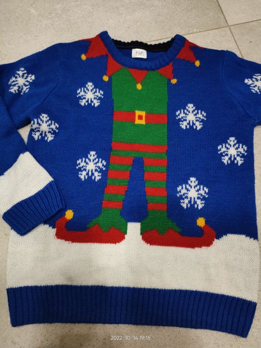 Sweterek świąteczny elf sweter 8-9 lat