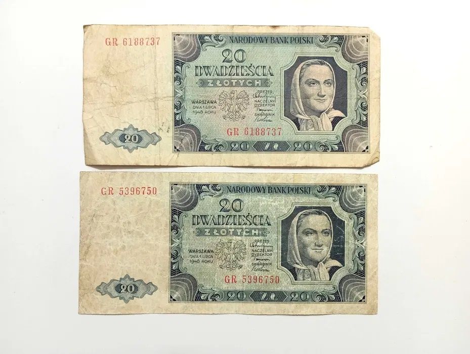 3 sztuki - 20 zł 1948,200 zł i 2000 zl
