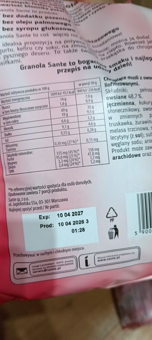 Zestaw granoli owocowej