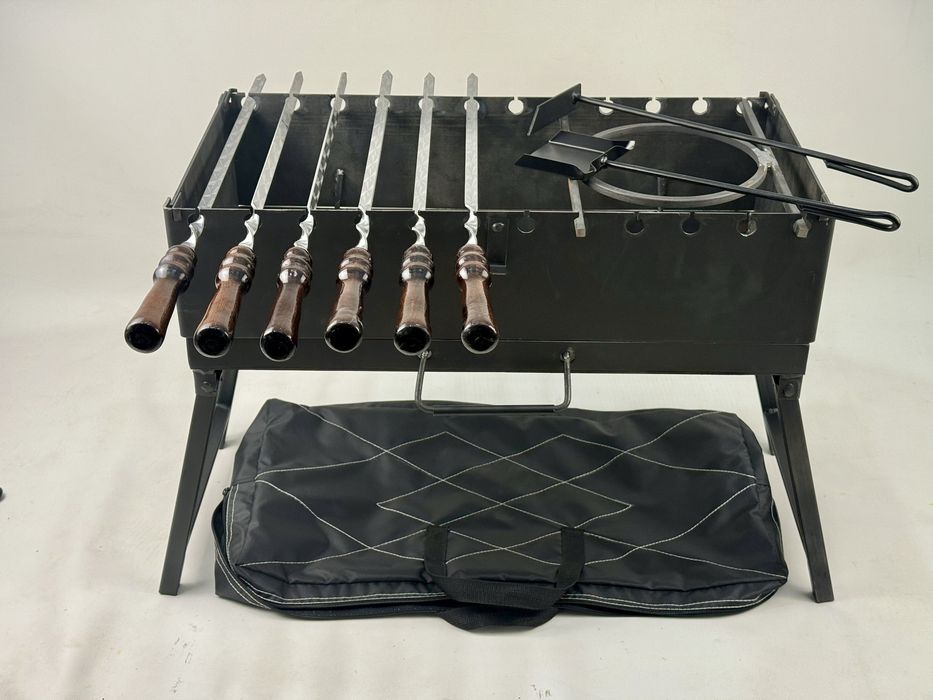 Мангал-валіза з шампурами та підставкою під казан, 3 мм. + чохол