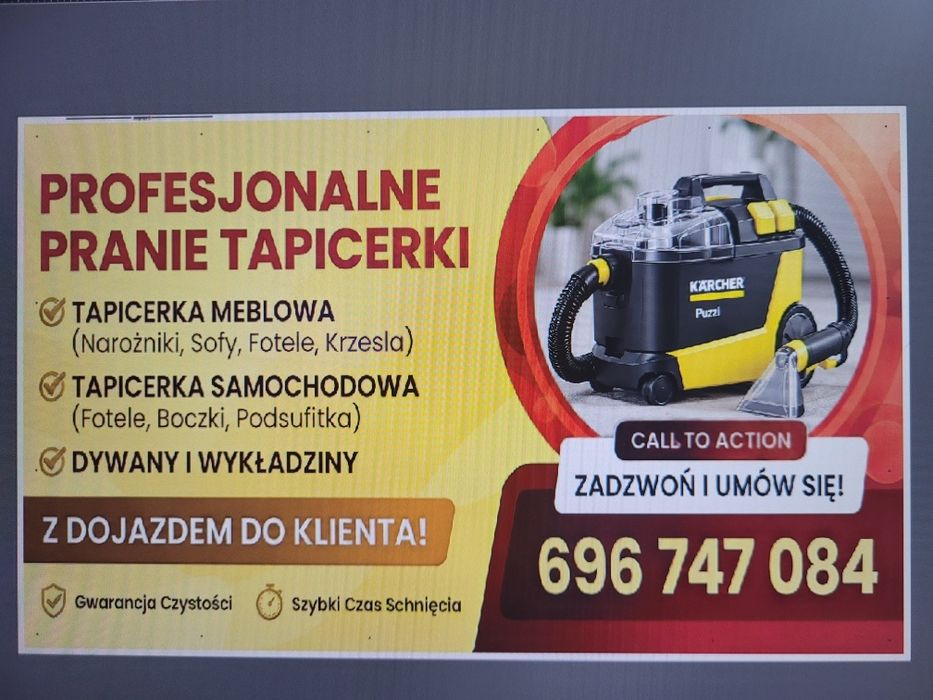 Pranie tapicerki meblowej/dywanów/tapicerki samochodowej.Sprzątanie do