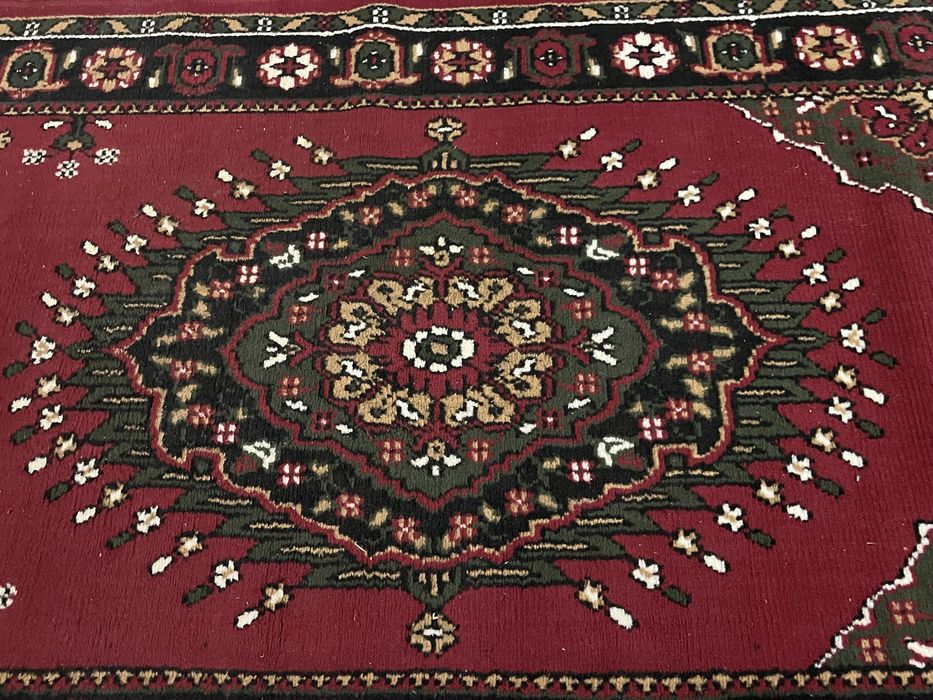 czerwony dywan z frędzlami chodnik dywanowy z orientalnym wzorem 4x1 m