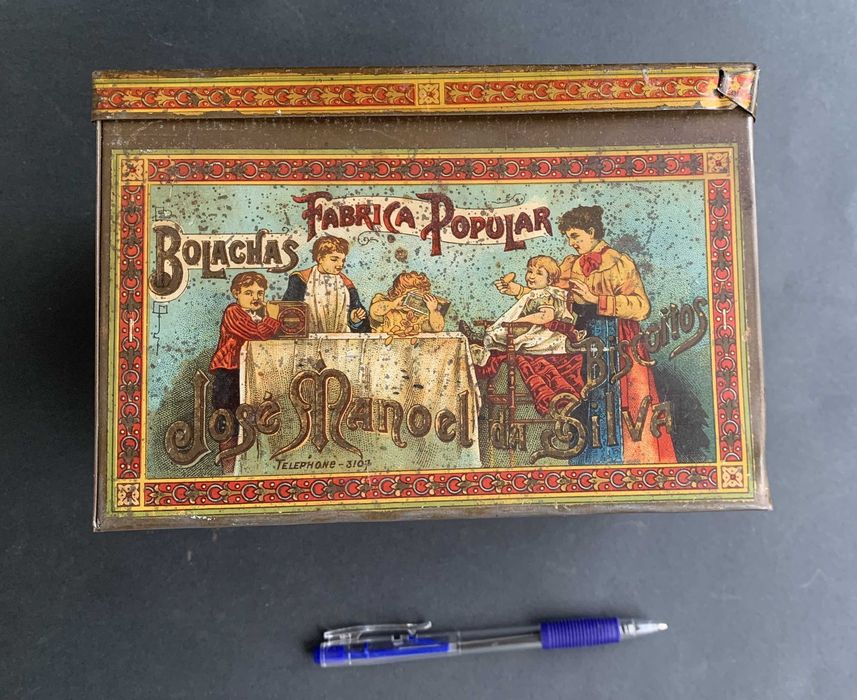 Caixa de bolachas, rara, portuguesa - finais séc. XIX