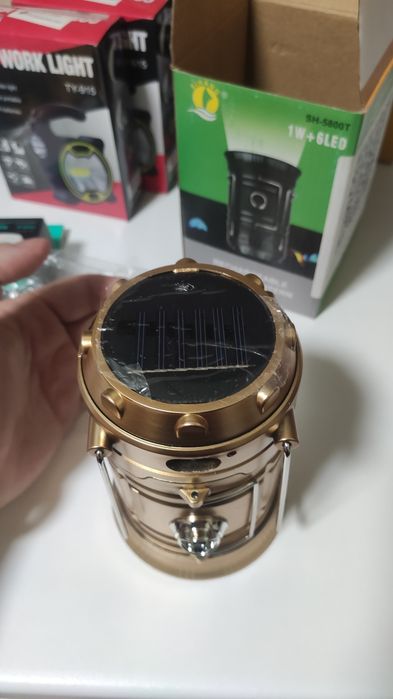 Кемпінговий ліхтар з сонячною панеллю 6+1 LED