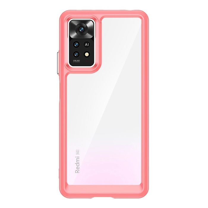 Etui Sztywny Pokrowiec Żelową Ramką Xiaomi Redmi Note 11 Pro Czerwony