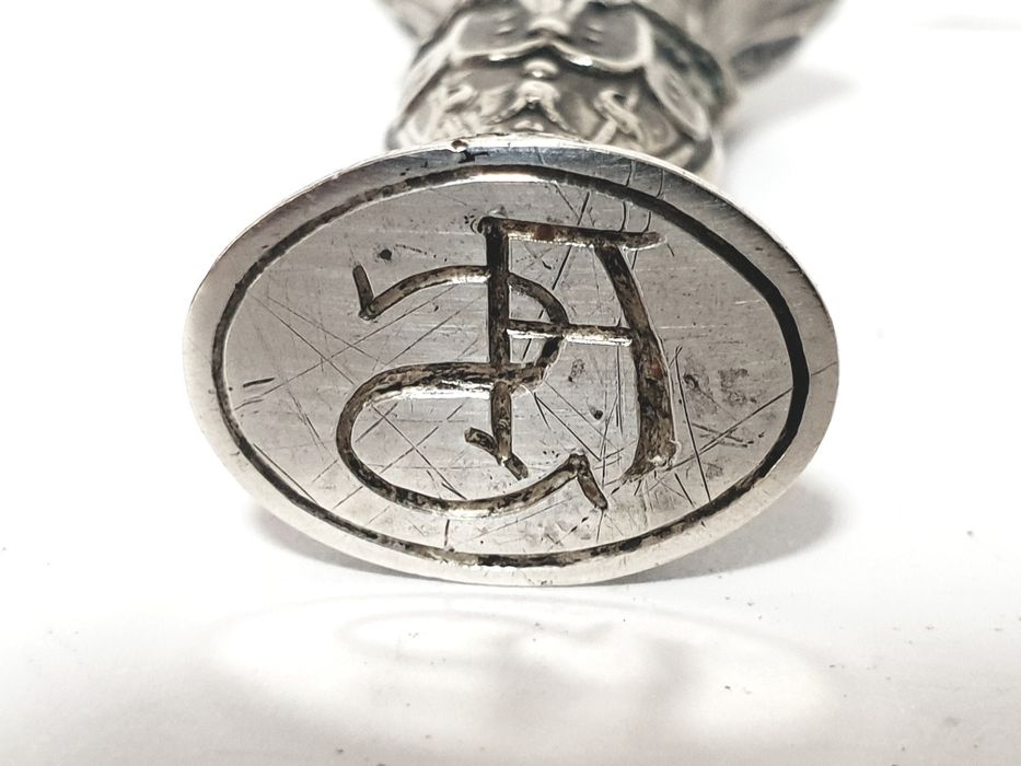 Antigo carimbo de lacre / sinete em prata portuguesa