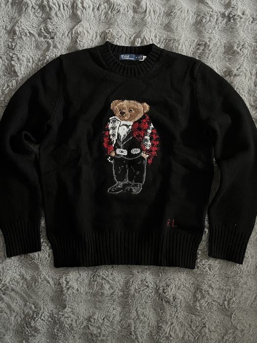 Nowy czarny sweter ralph lauren z misiem