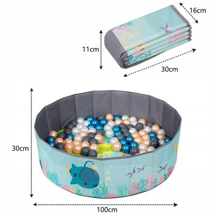 DUŻY Suchy Basen z Kuleczkami Piłki 100x30 SKŁADANY XXL
