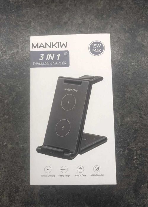 Ładowarka Bezprzewodowa 3w1 MANKIW S97 15W - Składana - Telefon + Zegarek + Słuchawki - NOWA