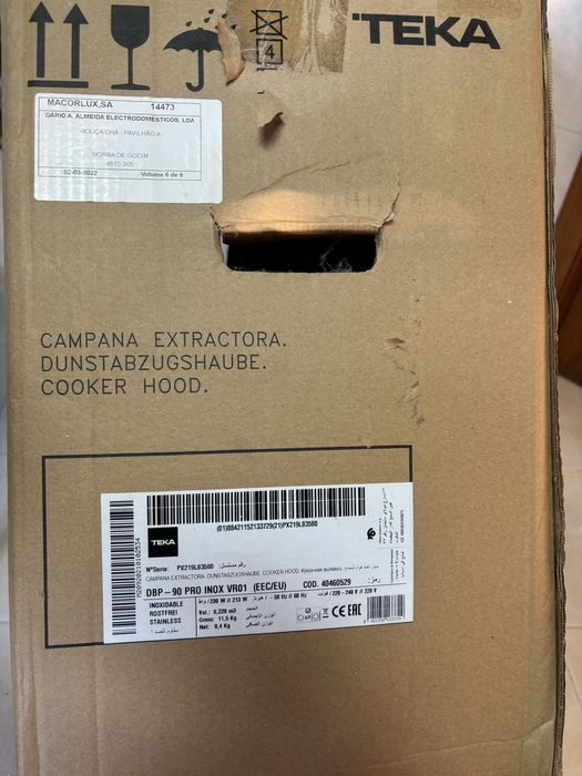 Teka DBP90 PRO – exaustor de 90cm em inox completamente novo nunca usa