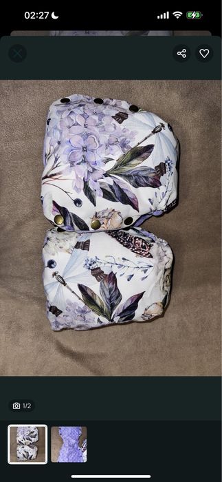 Муфта, рукавиці на коляску на велюрі. В ідеальному стані