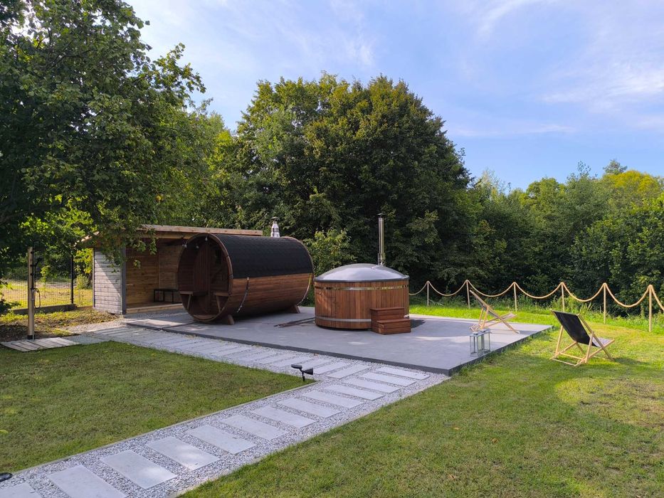 Domki letniskowe z sauną i balią, wieś na Mazowszu 100 km od Warszawy