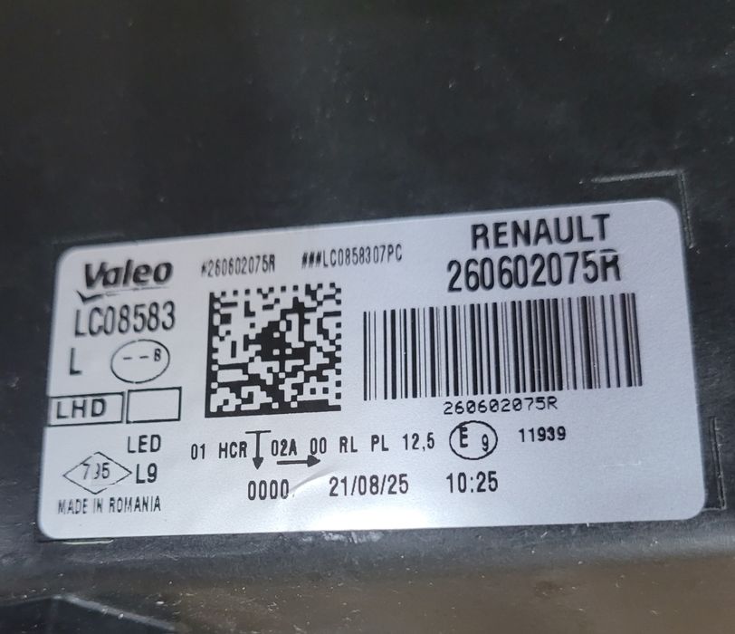 Megane IV 4 lampa przednia lewa led pur