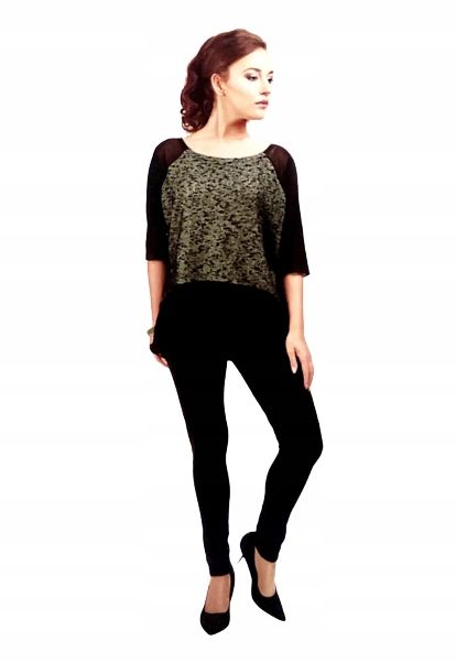 Violana Szaro-Czarna Bluzka Rękaw 3/4 R. Xxl