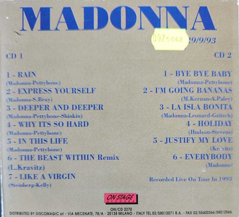 Madonna The Paris Girlie Show ’93 [2 CD]