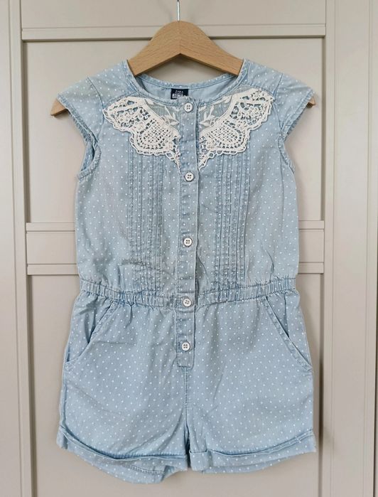 Kombinezon rampers Zara jeans w kropki elegancki rozmiar 86