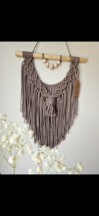 Brązowa makrama Nila boho ozdoba na ścianę rękodzieło na prezent