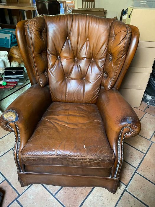 Fotel skorzany chesterfield. Uzywany