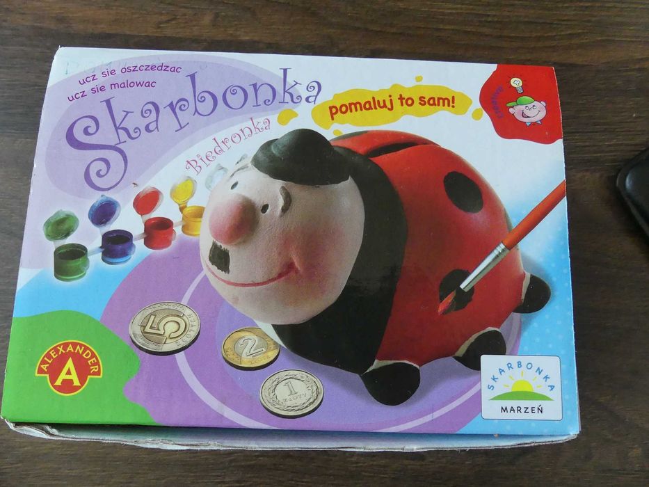 Skarbonka ceramiczna Biedronka do malowania 6 farb nowa