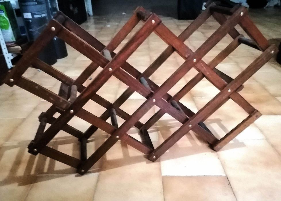 Porta Garrafas/Garrafeira Madeira Dobrável