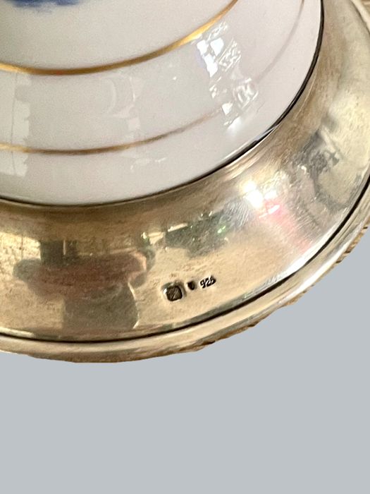 Jarra média porcelana e prata 925 companhia das indias cantão
