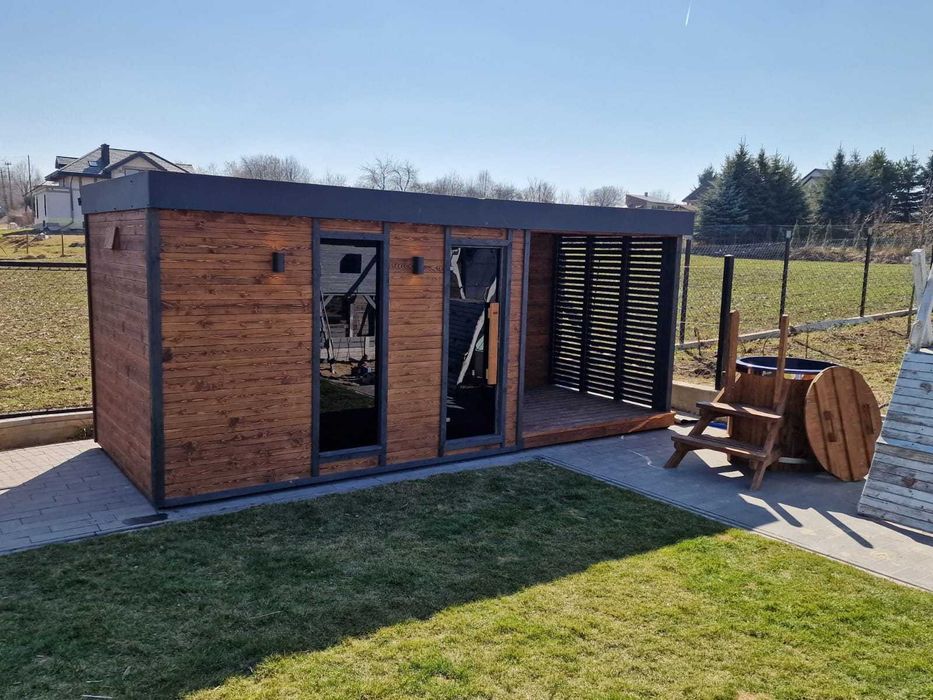 sauna ogrodowa NOWOCZESNA IZOLOWANA 5mx2,5m