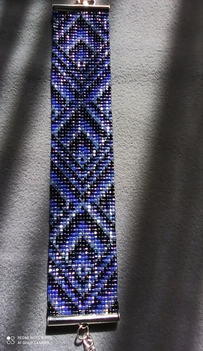Niebieska bransoletka handmade z koralików Miyuki.