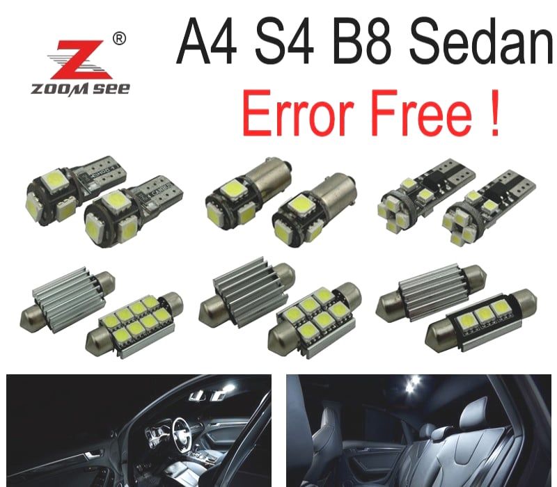 KIT COMPLETO DE 19 LÂMPADAS LED INTERIOR AUDI A4 B8 8K2 S4 SEDÂN 09-15