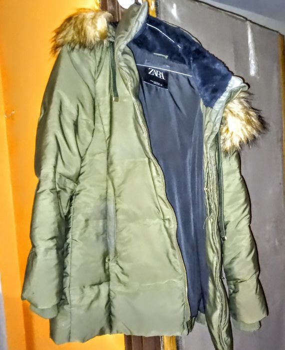 Zara kurtka zimowa damska z kożuszkiem przy kapturze jak nowa size M