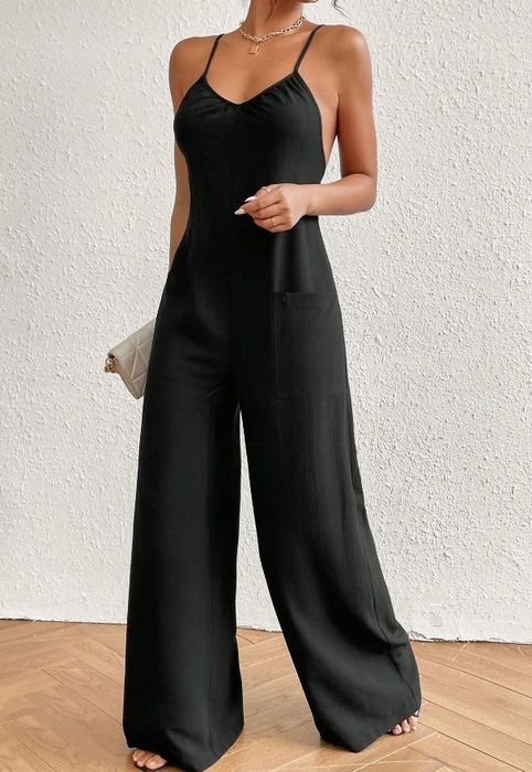 Shein kombinezon elegancki czarny prosty s 1łbn