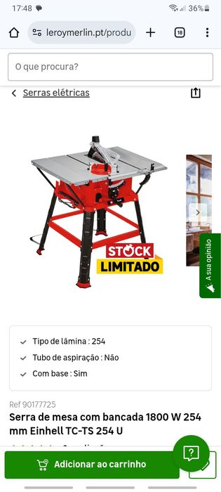 Serra de mesa EINHELL  com bancada 1800 W 254 mm Einhell TC-TS 254 U