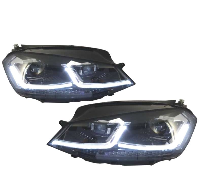 FAROIS VOLKSWAGEN VW GOLF 7 12-17 DRL DINAMICOS PRETO LOOK 7.5 R LINE