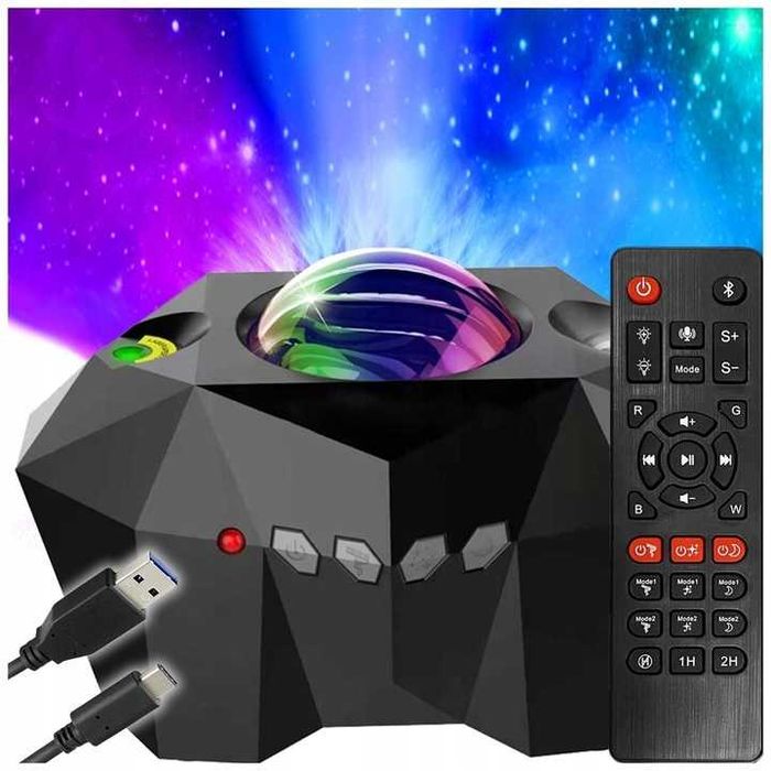 Projektor Gwiazd Sufitowy Zorza Polarna Rzutnik z Pilotem+ Muzyka