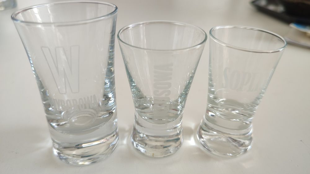 3x kieliszek.. Wyborowa, Luksusowa & Soplica