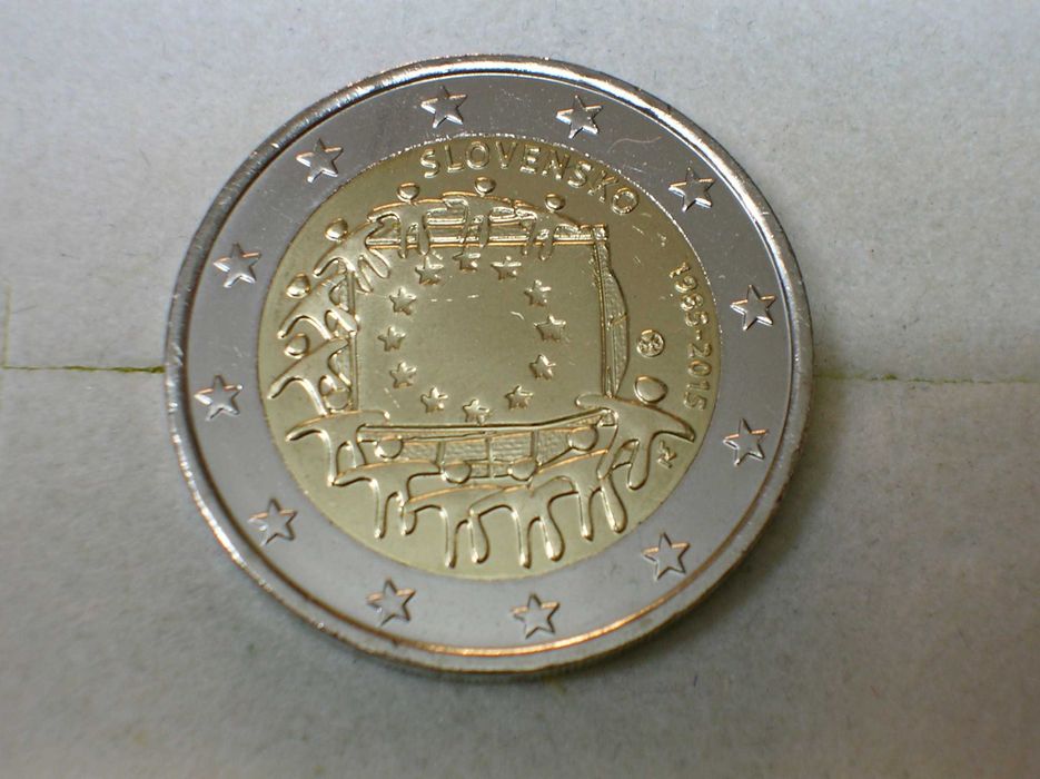 Eslováquia / Moeda 2 euros - 2015 / 30º Aniv. Bandeira U.E.