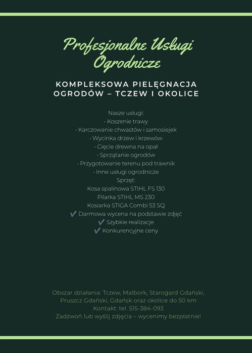 Koszenie Trawy | Karczowanie | Sprzątanie Działek i Ogrodów | Tczew