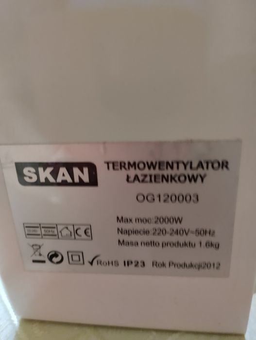 Termowentylator łazienkowy