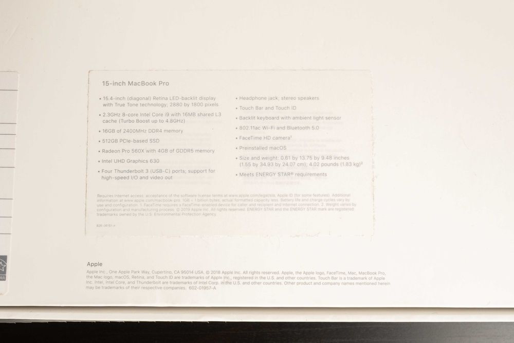 Apple Macbook Pro 15 дюймів i9 16gb 2019 MV912