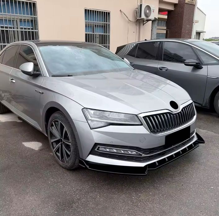 Губа Шкода Суперб Б8 Б8.5 губа на передний бампер Skoda Superb B8 юбка бампера сплитер обвес обвес