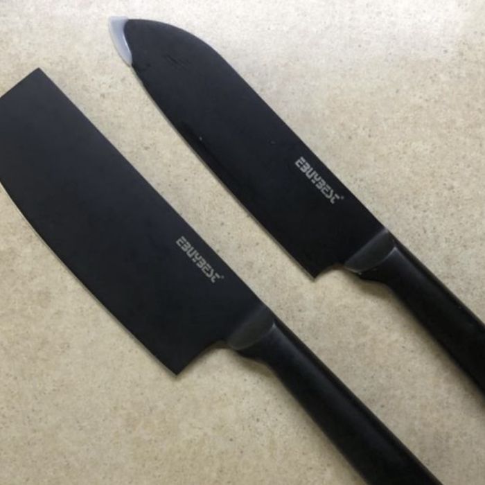 Набір великих чорних кухонних ножів з нержавіючої сталі