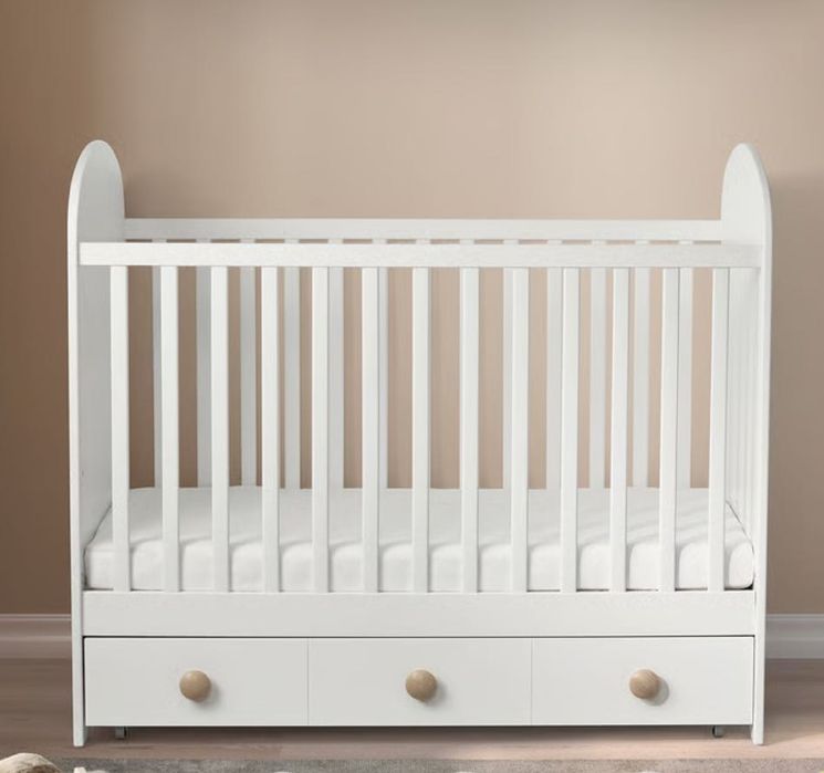 Berço c/gavetão branco e colchão 60x120 cm