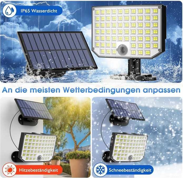 Holofote Luz  Solar exterior 256 LED Sensor Movimento IP65