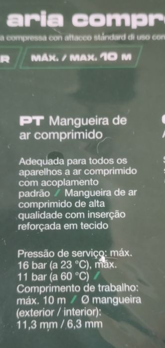 Mangueira de ar comprimido 10 metros Parkside